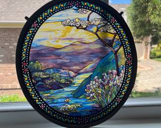 L7 - $50. Vintage Glassmasters Stained Glass Window Hanging. Measures 11.25" x 12.5" tall.