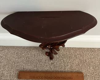 L38 - $25. Vintage Syroco Wood Wall Shelf. Made in USA. Measures 11" x 5.75" deep x 11.5" tall.