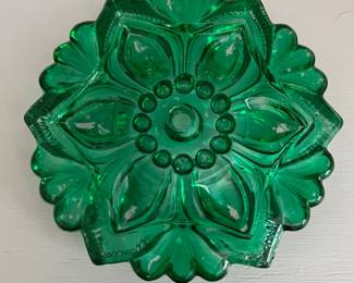 L54 - $20 Set of 2 Pressed Glass Drapery Tie Backs. PAINTED green - not green glass.