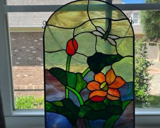 L6 - $50. Stained Glass Window Hanging. Measures 11" x 16". No issues noted.