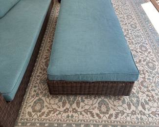 L12 - $1500. Pottery Barn Torrey Wicker Square Arm Grand Outdoor Sofa & Ottoman. Measures 110" x 40" x 30.5" tall. Includes all weather cover & white replacement cushion covers. Ottoman is 76" x 33" x 11.5" tall (15" tall with cushion). Gentle wear on cushions but the wicker frames are in excellent condition - no issues noted.