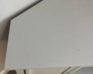 L34 - $60. Painted Media Stand. Measures 56.75" across the front x 18" x 28" tall. Very sturdy. Overall very good condition - does have a few minor paint scuff on the top. Was used in a corner for a TV stand.
