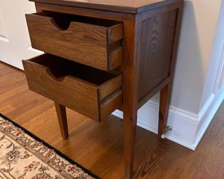 L81 - $10. 2 Drawer Office Cabinet. Measures 17.5" x 13.5" x 26" tall. Pressed wood. Very good condition.