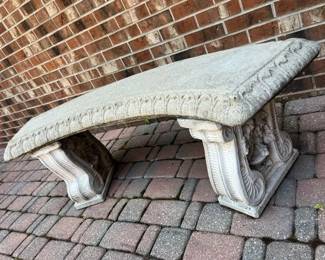122 Neoclassical Cast Stone Caratid Grecian Garden Bench