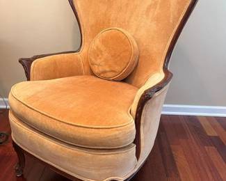 122 Vintage Velour Wingback Armchair