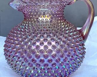 Fenton Burmese Hobnail Pitcher