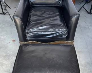 Leather Arm Chair  Ottoman