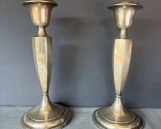 Pair Of Sterling Silver Weighted Candlesticks  Classic