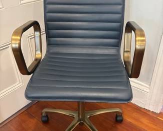 Crate  Barrel Ripple Navy Office Chair Brass