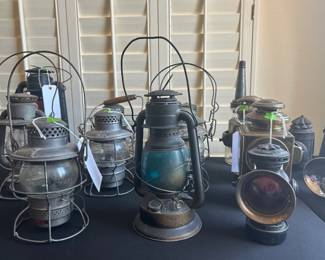 Antique  Vintage Train  Mining Lanterns