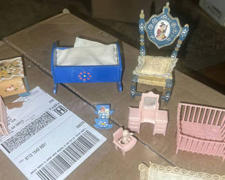 Lot 37: Lot Of Mcm Doll, Furniture Hand Painted Plastic And Japan