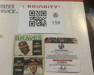 Lot 159: Milwaukee Braves Tops 1964 Baseball Card 476 Dick Kelley COA