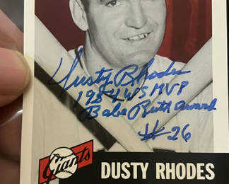 Lot 66: 1953 Topps Baseball Reprint Signature Series Dusty Rhodes Autograph