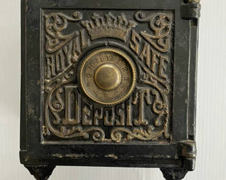 Lot 129: Cast Iron Bank Black Paint Antique