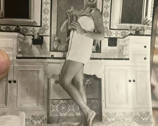 Lot 83: 1951 Professional Photograph Of Nude Model In Towel In Fancy Bathroom