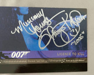 Lot 91: 007 License To Kill James Bond Trading Card Gladys Knight Autograph and COA