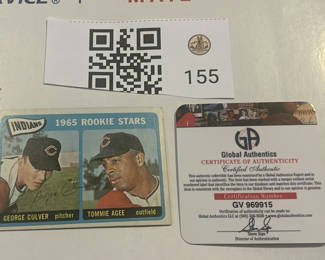 Lot 155: George Culver 1965 Topps Baseball Card Autographed Coa