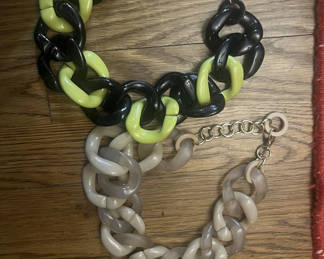 Lot 42: Pair Of Chunky Chain Modern Lucite Women’s Necklaces
