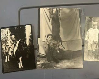 Lot 2: 3 Antique Photos Of Children Hunting Ponies