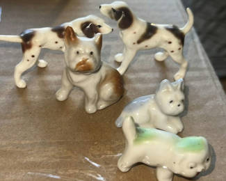 Lot 31: Miniature China In Porcelain Dogs Mcm Japan