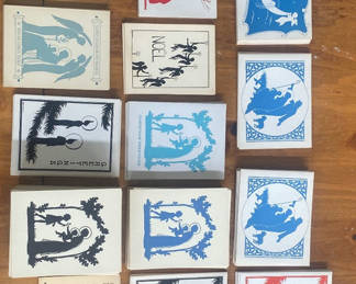 Lot 115: Doris Burdick Sample Silhouette Christmas Cards Large Lot