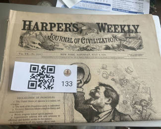 Lot 133: 1850’s -1870s Newspapers Harper’s, Scranton Journal, Gleason