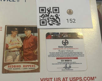 Lot 152: Lindy McDaniel Redbird Rippers Topps Card 306 Autograph And Certified