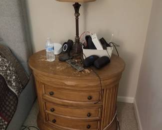 3-drawer nightstand - two available. Table lamp