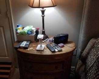 3-drawer nightstand - two available. Table lamp