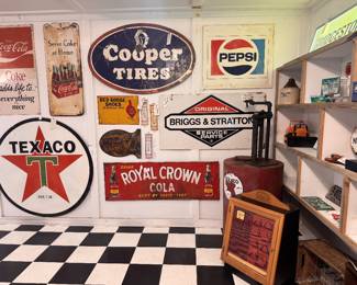 1950's "Serve Coke at Home" Original, Cooper Tires Double Sided Original, Briggs & Stratton Double Sided Original, SWEET Royal Crown Cola Original and much more!