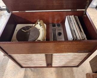 Record cabinet with records, works!