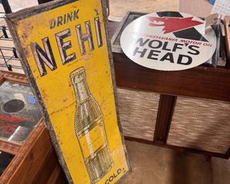 Original Nehi and nice reproduction Wolf's Head Flange