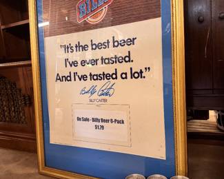 Billy Beer promotional framed poster with a new 6 pack of Billy Beer! cool to display but we seriously advise against popping a top of it!