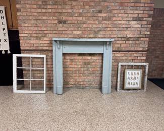 More windows and super cool antique fireplace mantel! 
