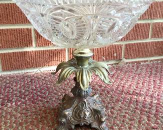 Vintage glass and metal (?) dish