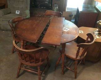 Wooden table and chairs with leaf