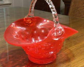 Red glass basket