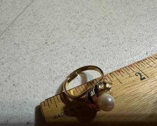 Faux Pearl Adjustable Ring $4.00