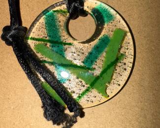 Green Art Pendant W/Rope Chain $5.00