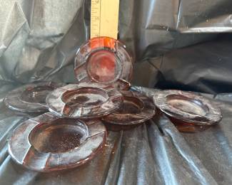 6 Glass Cigar Ashtrays $12.00