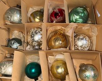 12 Glass Christmas Ornaments in Partial Box $15.00