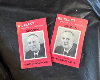 2 Reelect Senator Cronin Sewing Needle Advertisements $4.00
