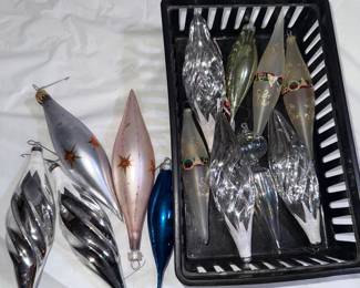 13 Icicle Shaped Glass Christmas Ornaments $18.00