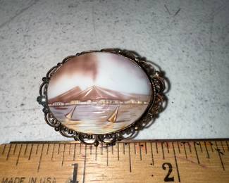 14K Cameo Sailboats and Volcano $125.00