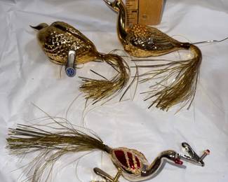 3 Glass Peacock Clip-On Christmas Ornaments $25.00