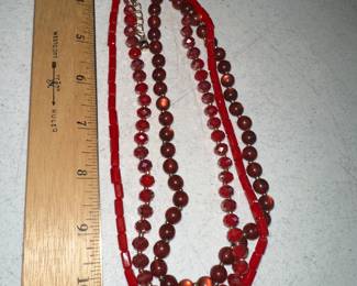 Multi Strand Red Necklace $6.00