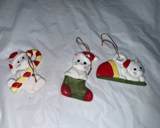 3 Cat Ornaments $6.00