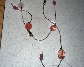 Pink and Clear Beaded Necklace $5.00