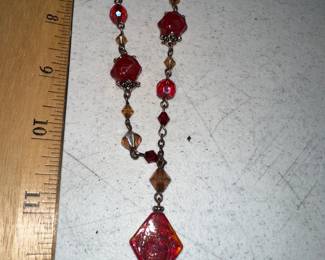 Red Drop Down Necklace $5.00