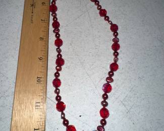 Red Beaded Necklace $5.00